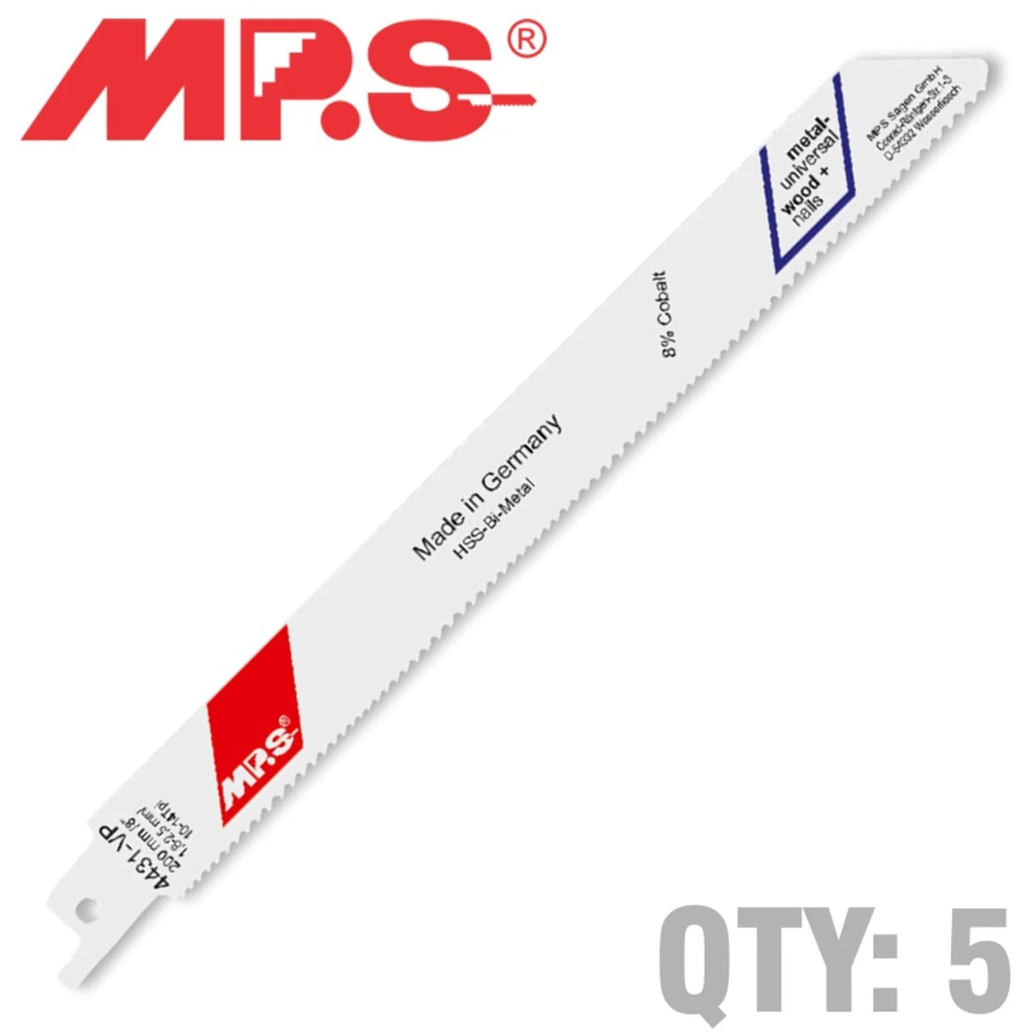 MPS4431-VP.webp SABRE SAW BLADE 200MM 14/10 TPI 5/PACK - Image 1
