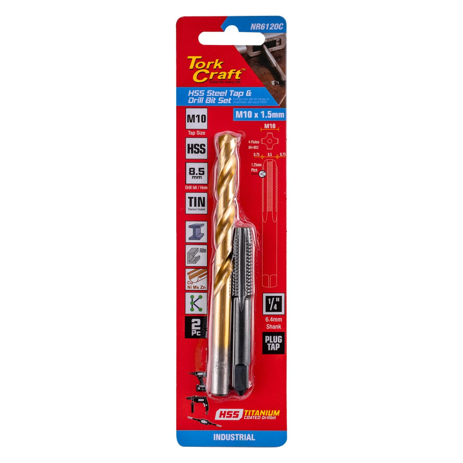 NR6120C.webp TAP HSS 10X1.5 and DRILL 8.5MM 2PC SET - Image 1