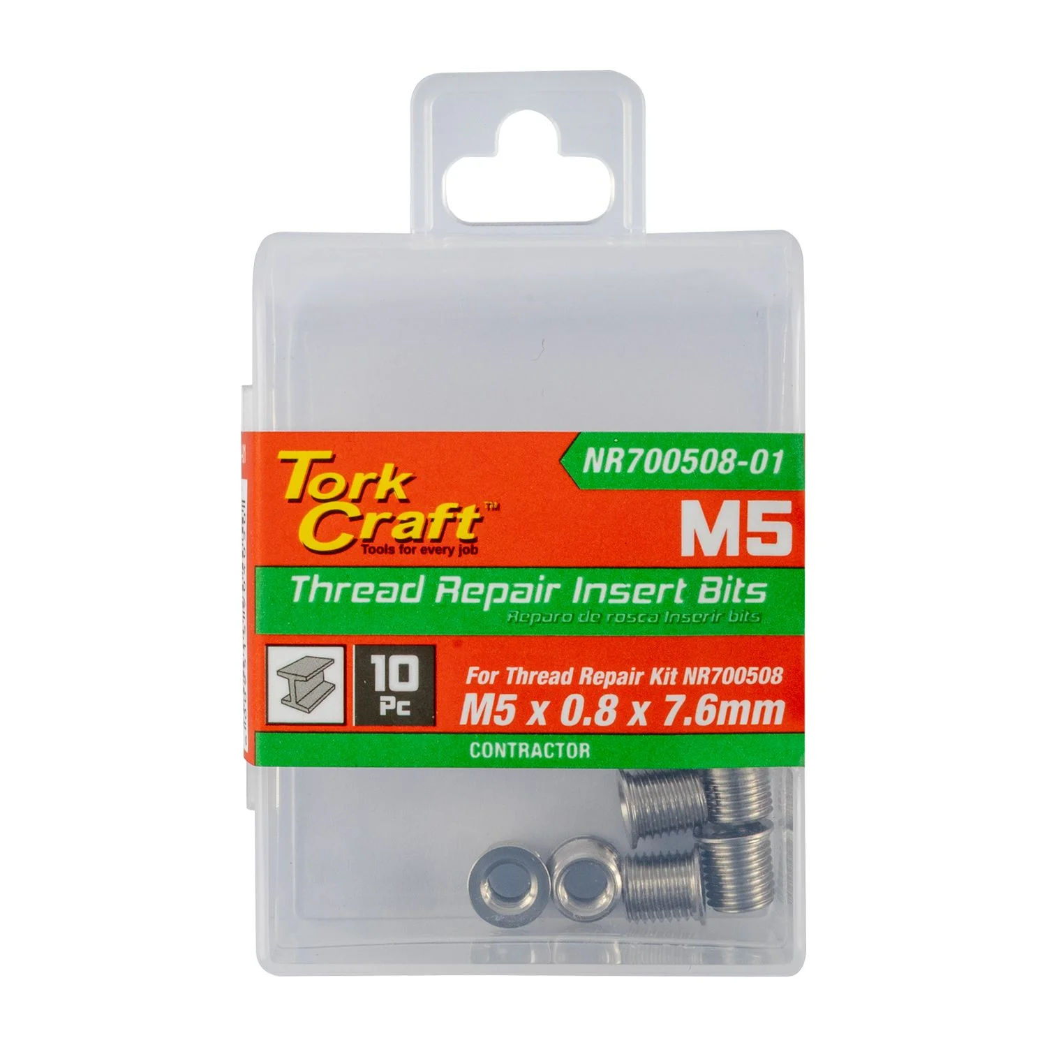 NR700508-01.webp REPL. INSERT 10PC M5 X 0.8 X 7.6MM S/STEEL FOR NR700508 - Image 1