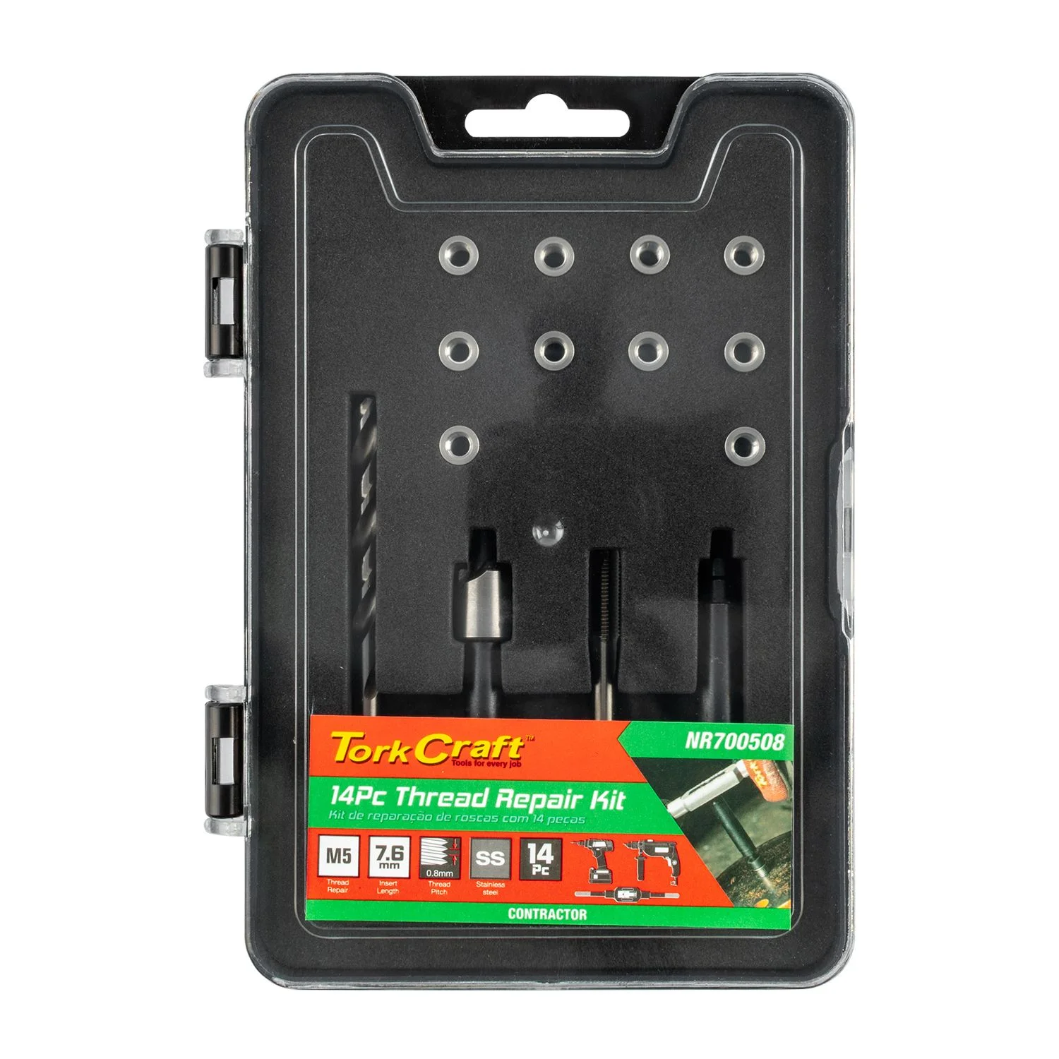 NR700508.webp THREAD REPAIR KIT 14PC M5 X 0.8 X 7.6MM FLANGE INSERT - Image 1
