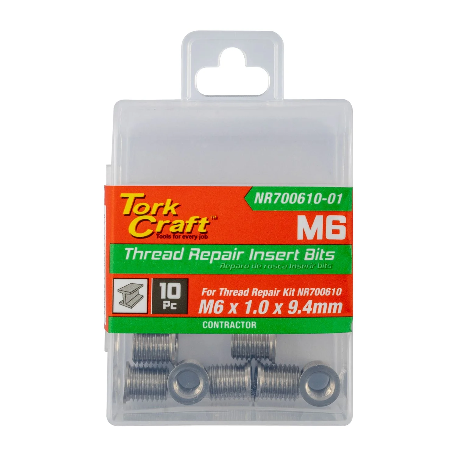 NR700610-01.webp REPL. INSERT 10PC M6 X 1.0 X 9.4MM S/STEEL FOR NR700610 - Image 1