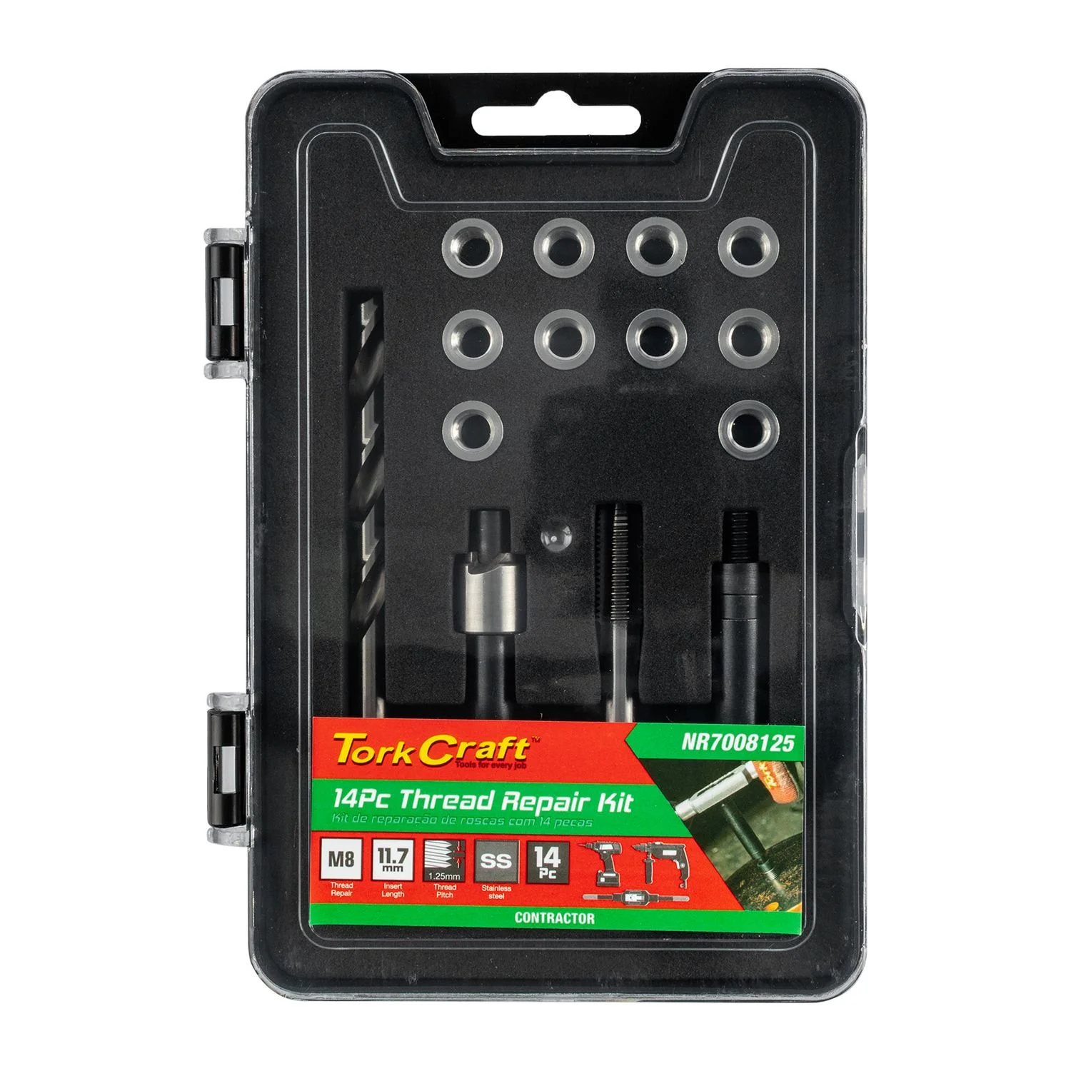 NR7008125.webp THREAD REPAIR KIT 14PC M8 X 1.25 X 11.7MM FLANGE INSERT - Image 1