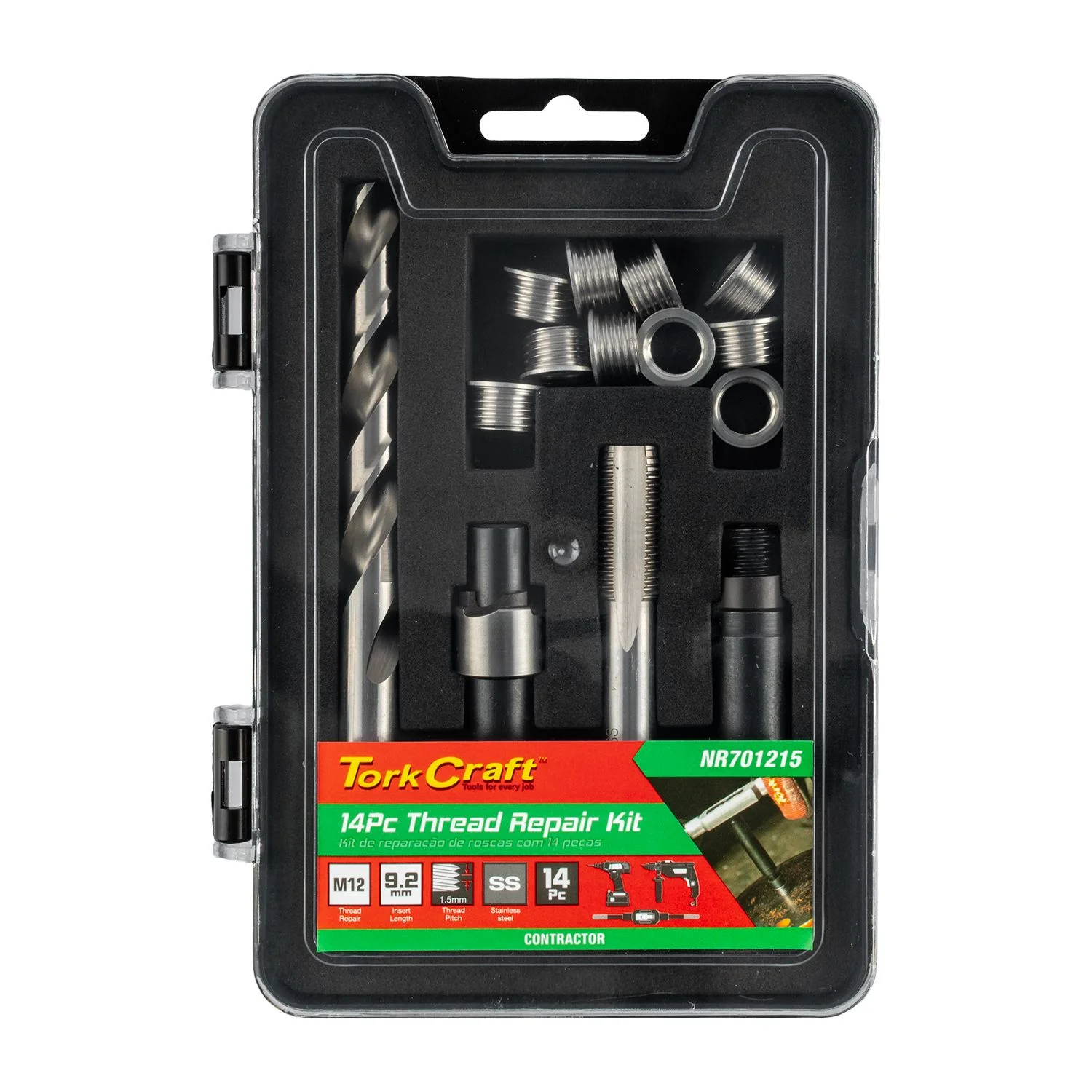 NR701215.webp THREAD REPAIR KIT 14PC M12 X 1.5 X 9.2MM FLANGE INSERT - Image 1