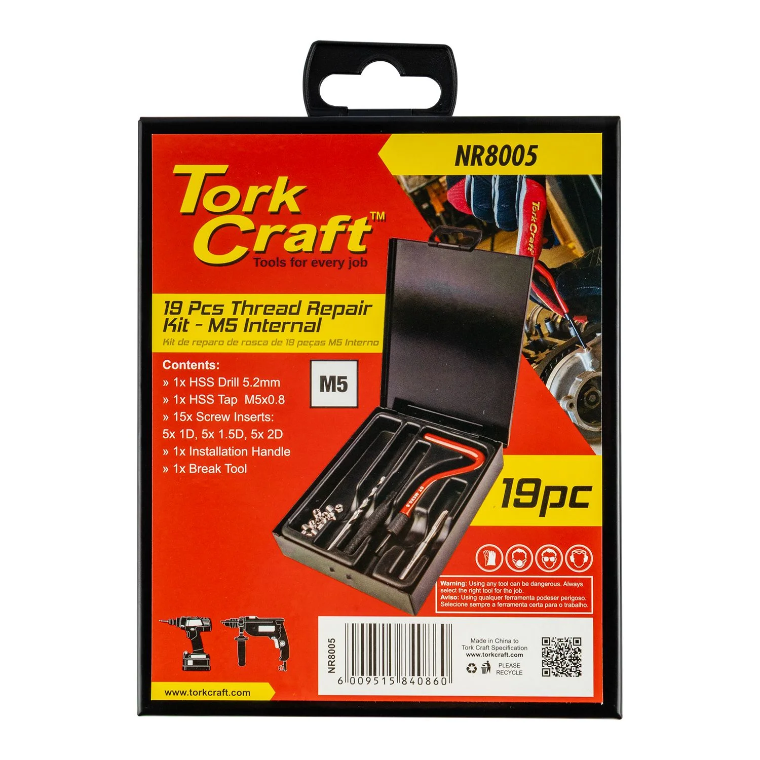 NR8005.webp THREAD REPAIR KIT 19PC M5 X 0.8MM INTERNAL (METAL BOX) - Image 1