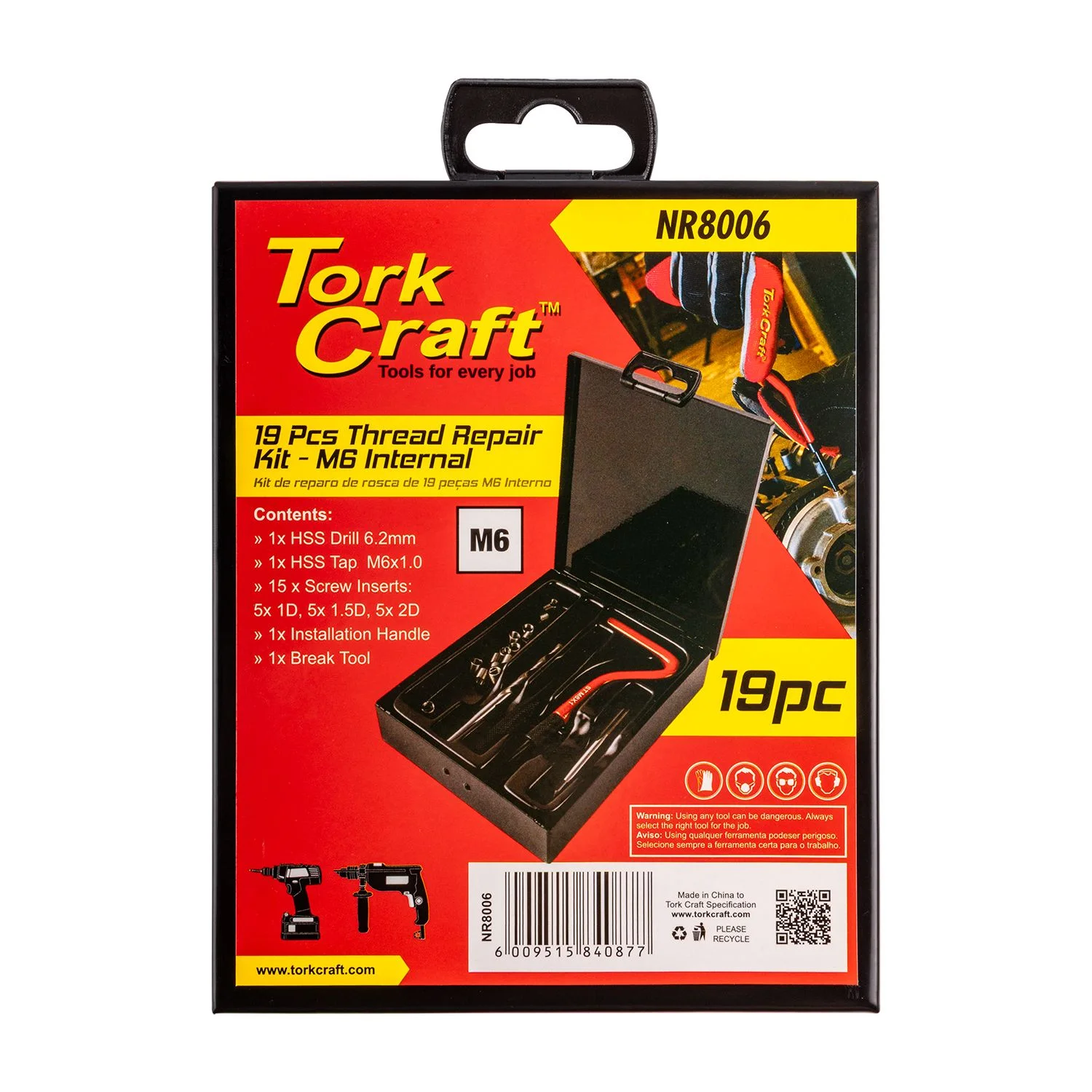 NR8006.webp THREAD REPAIR KIT 19PC M6 X 1.0MM INTERNAL (METAL BOX) - Image 1
