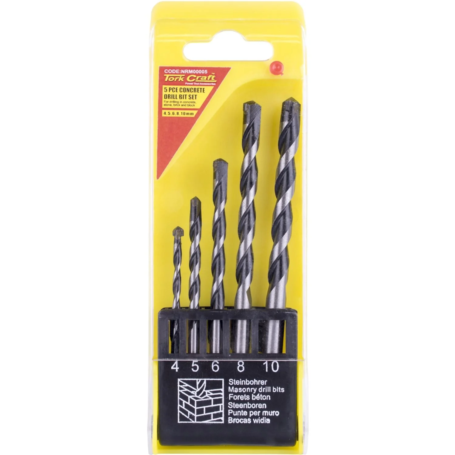 NRM00005.webp MASONRY DRILL BIT SET 5PC 4-10MM - Image 1