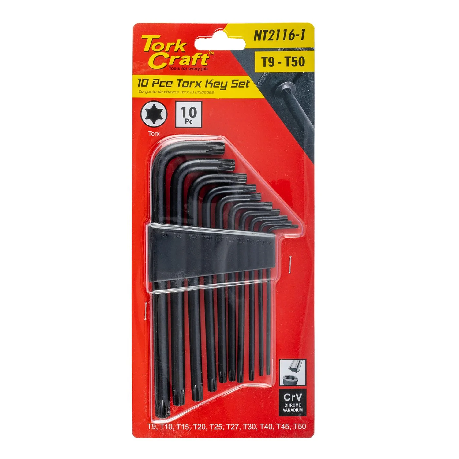 NT2116-1.webp 10PC TORX KEY SET T9-T50 CR-V CARDED - Image 1
