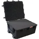 PLASTIC CASE 847 X 722 X 432MM OD WHEELS WITH FOAM BLACK CASE WATER and