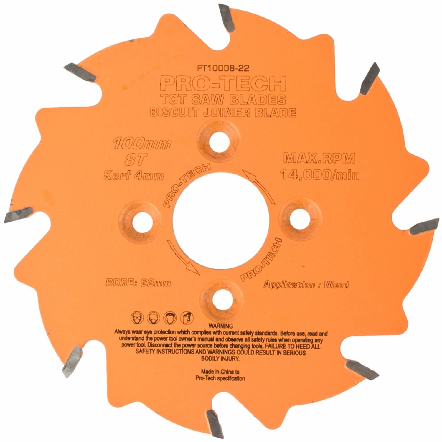 PT10008-22.webp SAW BLADE TCT 100X3.96X22X8T BISCUIT JOINER WOOD PROF. PRO-TECH - Image 1