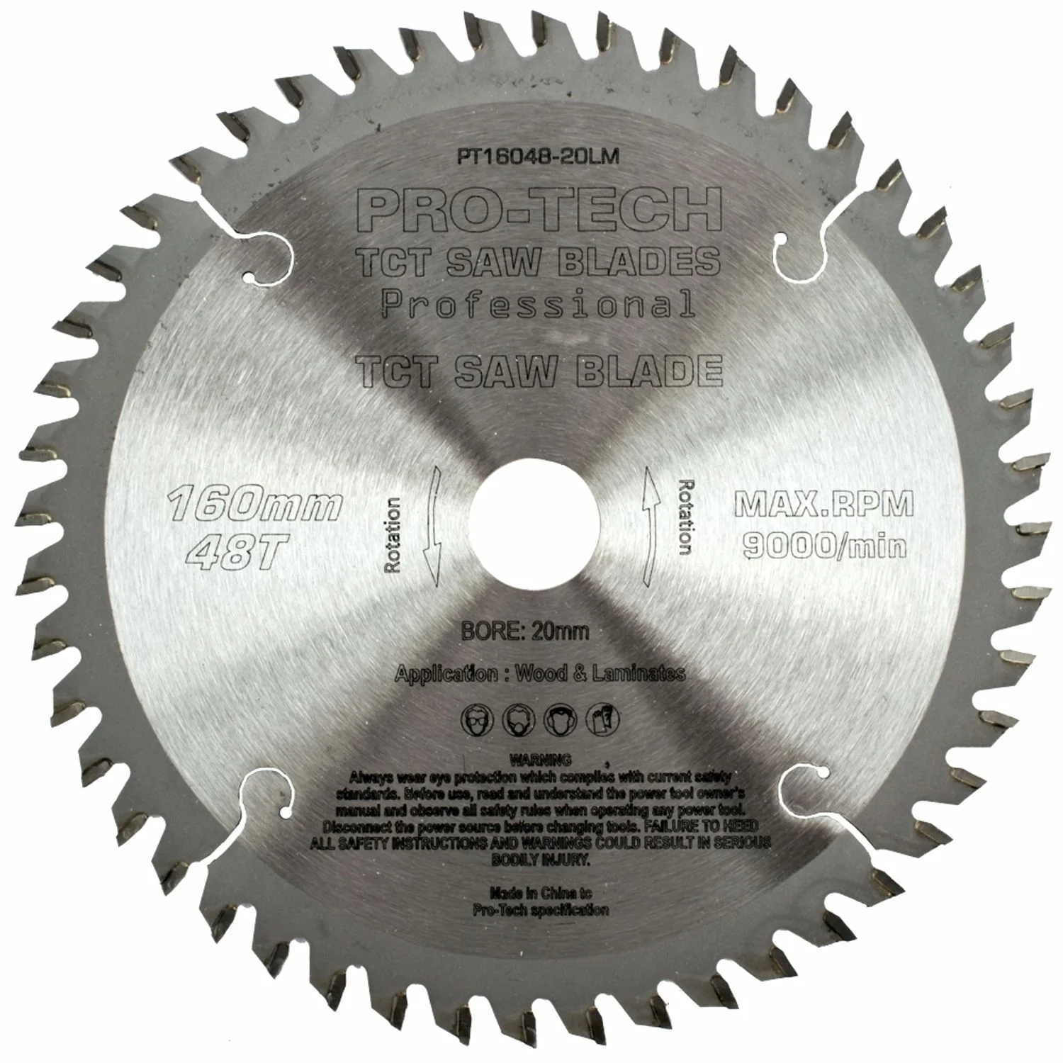 PT16048-20LM.webp SAW BLADE TCT 160X2.2X20X48T WOOD PROF. PRO-TECH FES. TS55 PW1 - Image 1