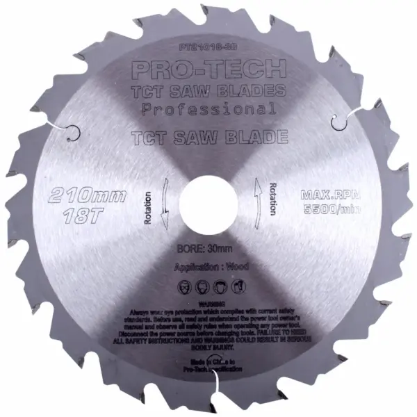SAW BLADE TCT 210X2.4X30X18T WOOD PROF. PRO-TECH FES. TS75