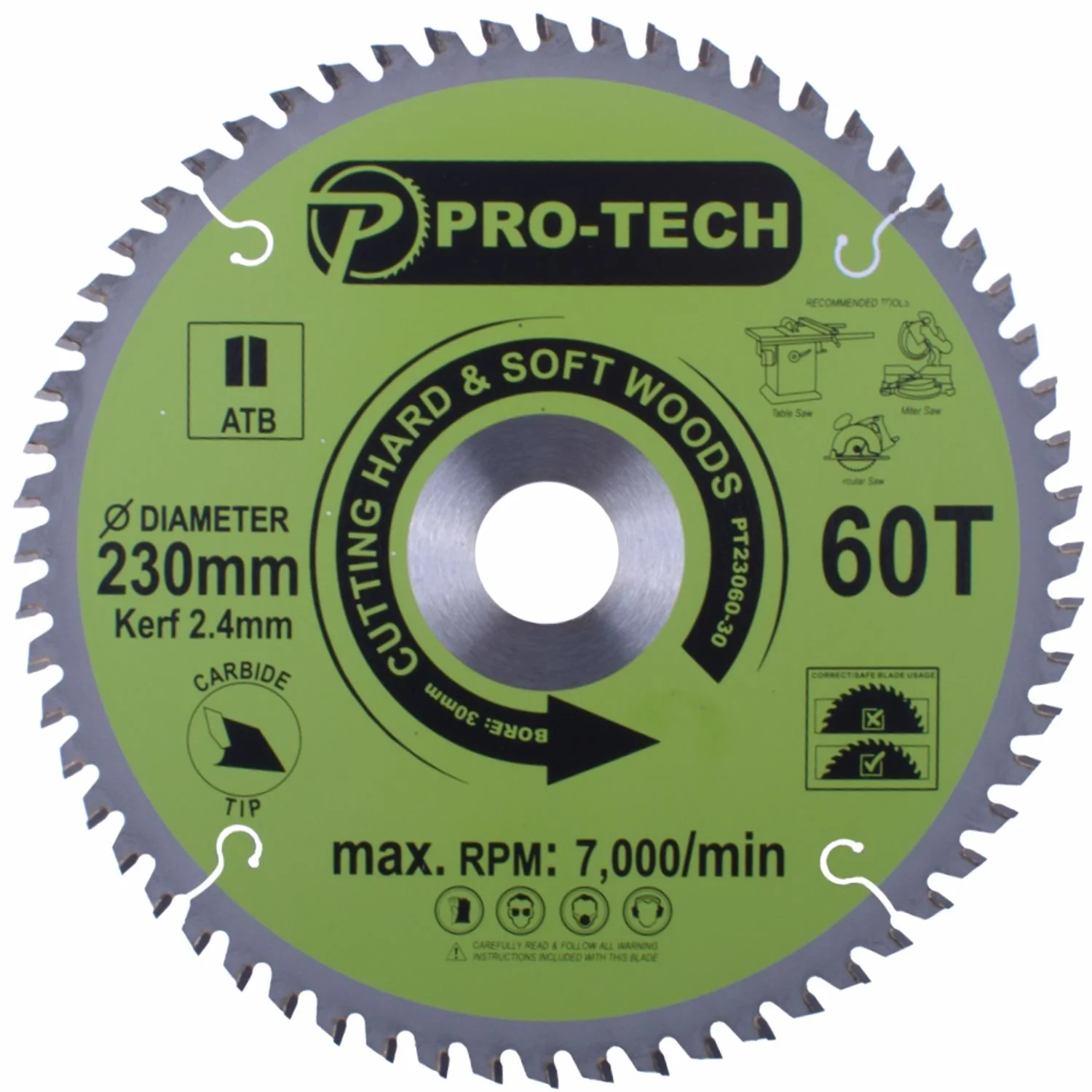 PT23060-30.webp SAW BLADE TCT 230 X 2.4 X 30 X 60T WOOD PROF. - Image 1