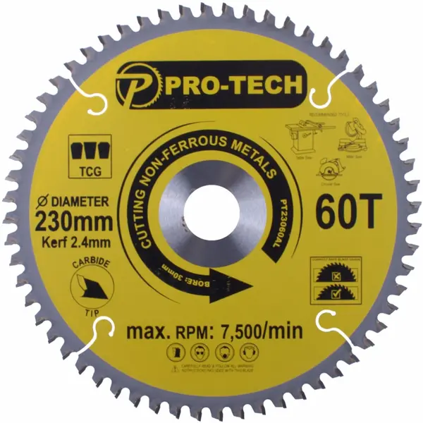 SAW BLADE TCT 230 X 2.4 X 30 X 60T ALUM. PROF.