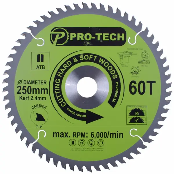 SAW BLADE TCT 250 X 2.4 X 30 X 60T WOOD PROF.