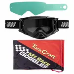 TORK CRAFT MX RACE GOGGLES BLACK and WHITE ADULT - Image 2