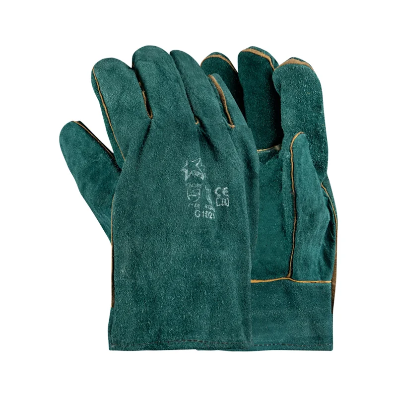 S10024.webp GLOVES LEATHER GREEN LINED WELTED WRIST 2" CUFF L G023 - Image 1