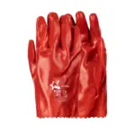 GLOVES PVC COAT RED O/CUFF 27CM STD WRIST INT/LINED LRG G