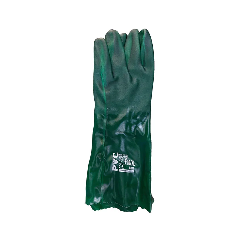 S10048.webp GLOVES PVC COAT GREEN TEXTURED H/D OPEN CUFF 40CM G088 - Image 1