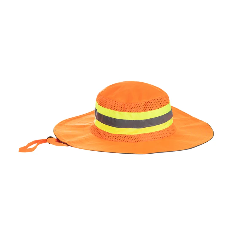 S10196.webp HAT BUSH HAT LIME REFLECTIVE TAPE ORANGE H014 - Image 1