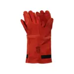 GLOVES LEATHER HEAT RESISTANT ELBOW  HIGH HEAT RED G2028