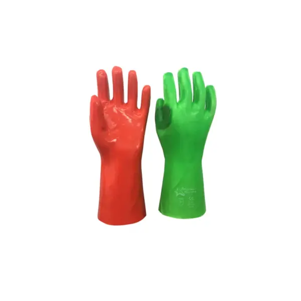 GLOVES PVC REINFORCED HI-VIS RED/GREEN 27CM G091