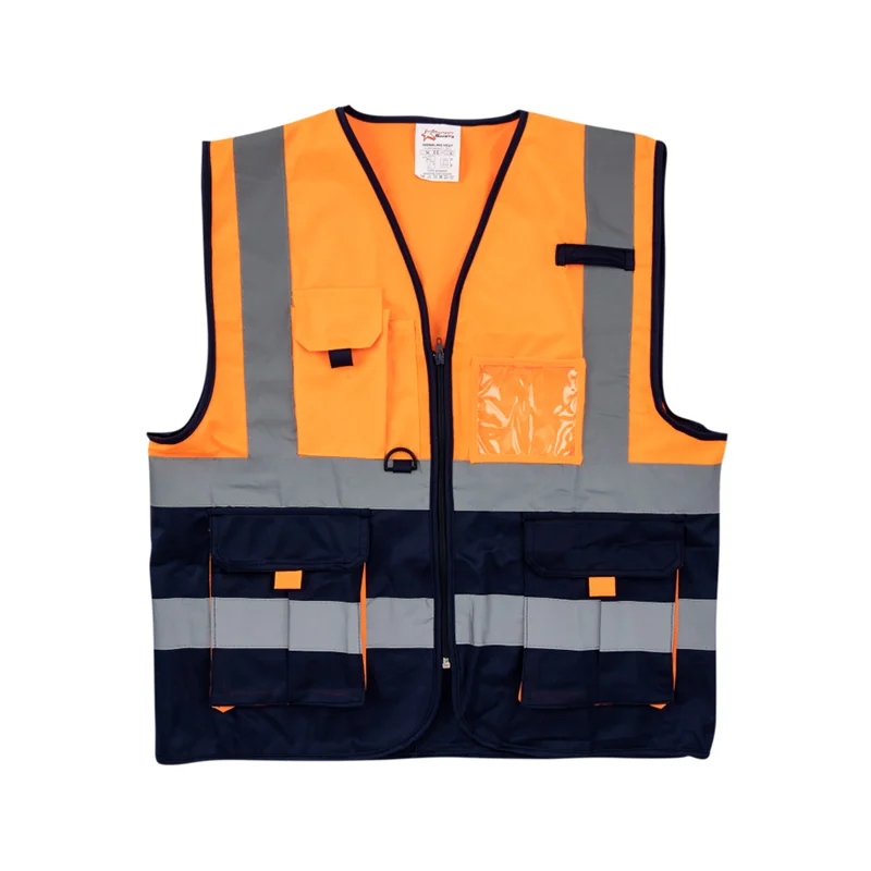 S10235.webp VESTS PIONEER SIGNALING WITH ZIP ID POCKET ORGE/NAVY SML V03 - Image 1
