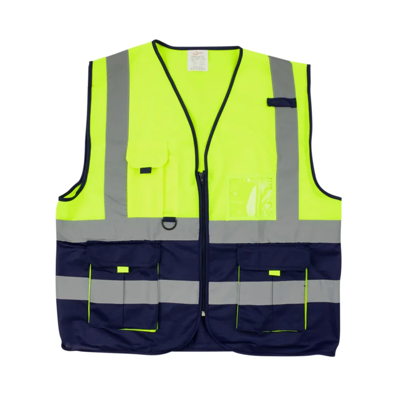 S10240.webp VESTS PIONEER SIGNALING WITH ZIP ID POCKET LIME/NAVY MED VO3 - Image 1