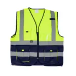 VESTS PIONEER SIGNALING WITH ZIP ID POCKET LIME/NAVY LRG VO3