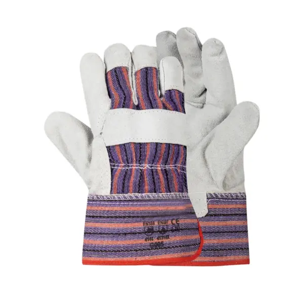 GLOVES CANDY STRIPE CH/LEATHER SAFETY CUFF 5CM G005