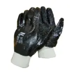 GLOVES BLACK CHIP PALM KNITWRIST L G085