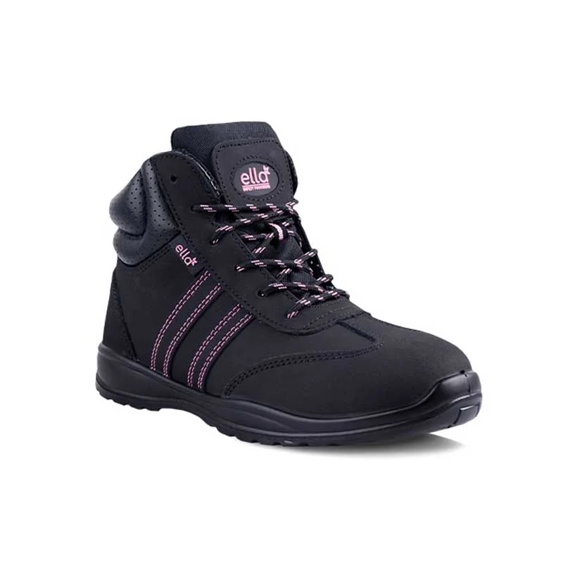 S20782.webp BOOT SAFETY LADIES JASMIN HIGHTOP TAKKIE BLACK PINK SIZE 8 - Image 1
