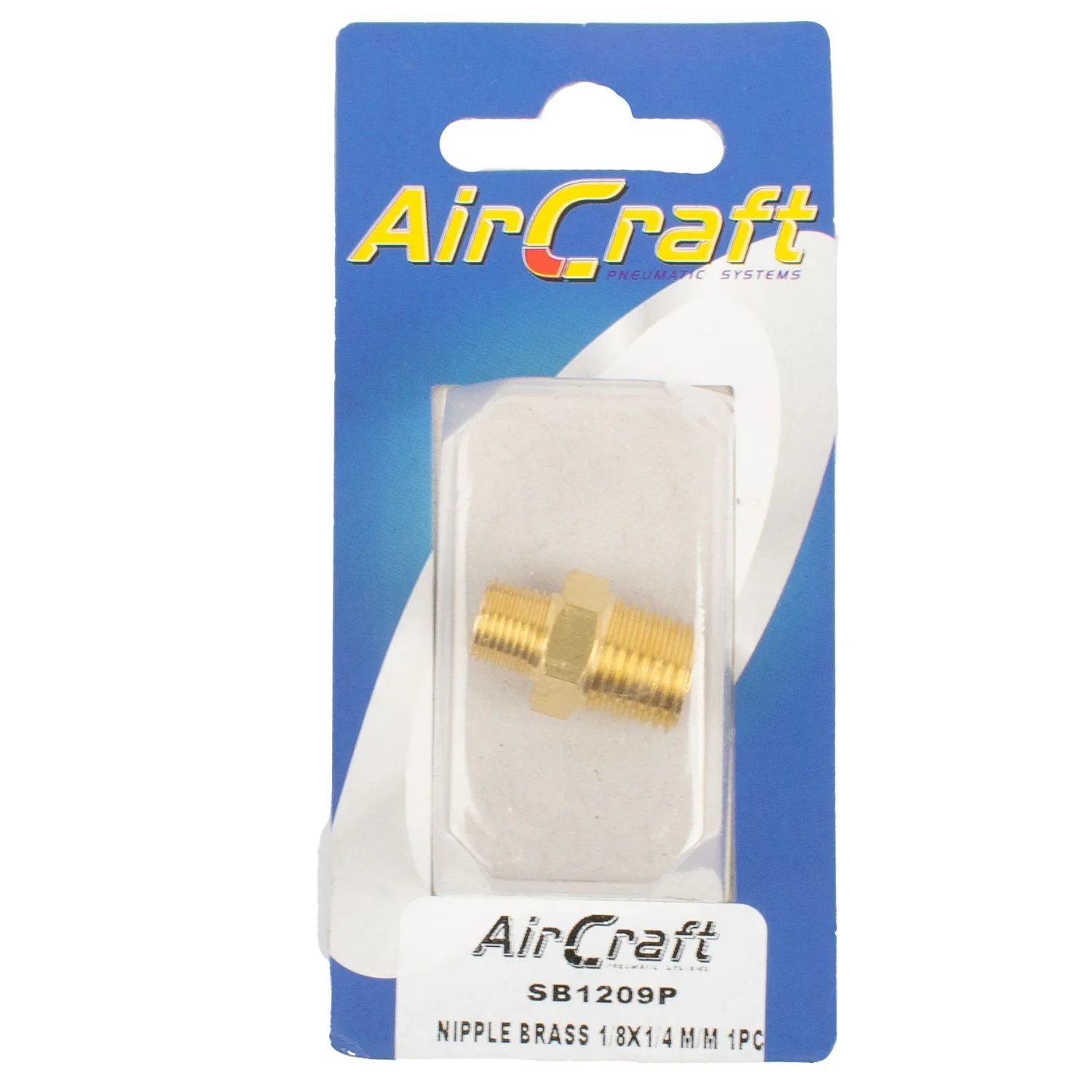 SB1209P.webp NIPPLE BRASS 1/8X1/4 M/M 1PC PACK - Image 1