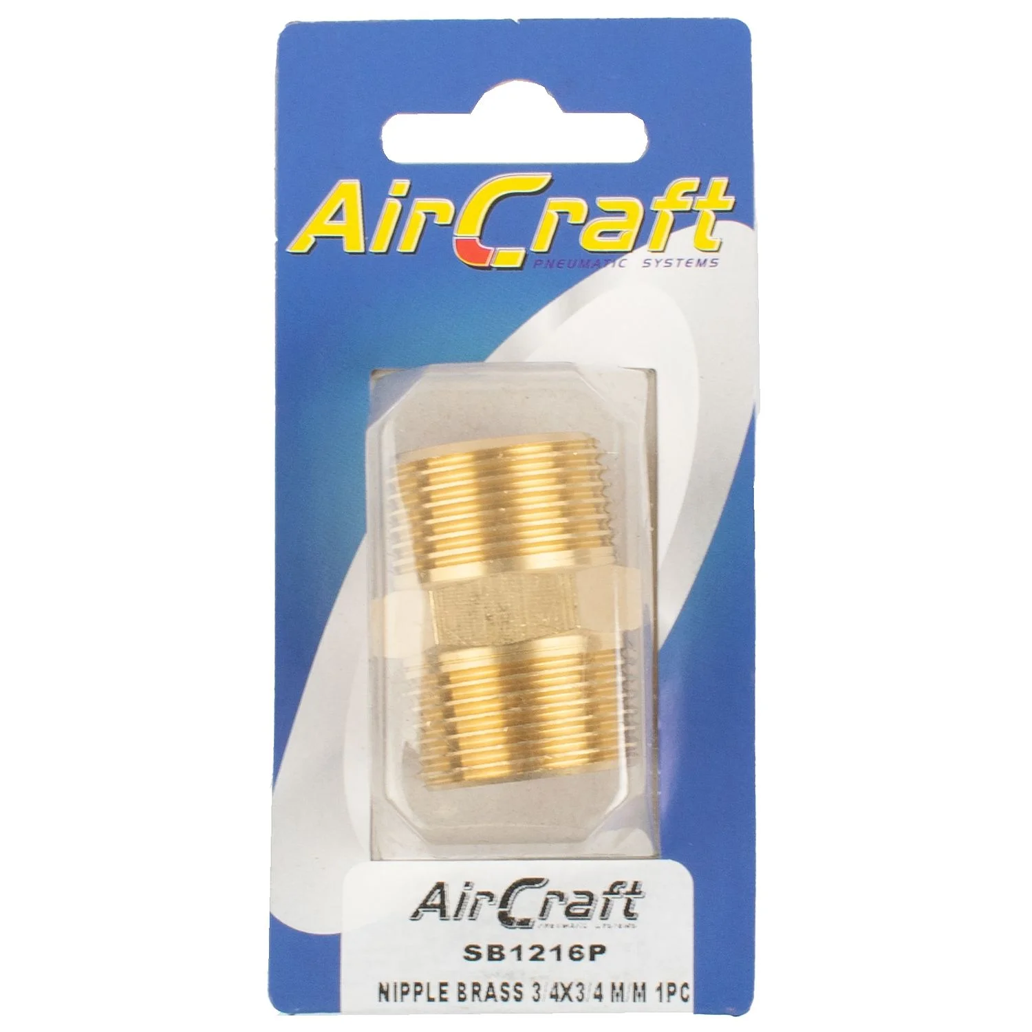 SB1216P.webp NIPPLE BRASS 3/4X3/4 M/M 1PC PACK - Image 1
