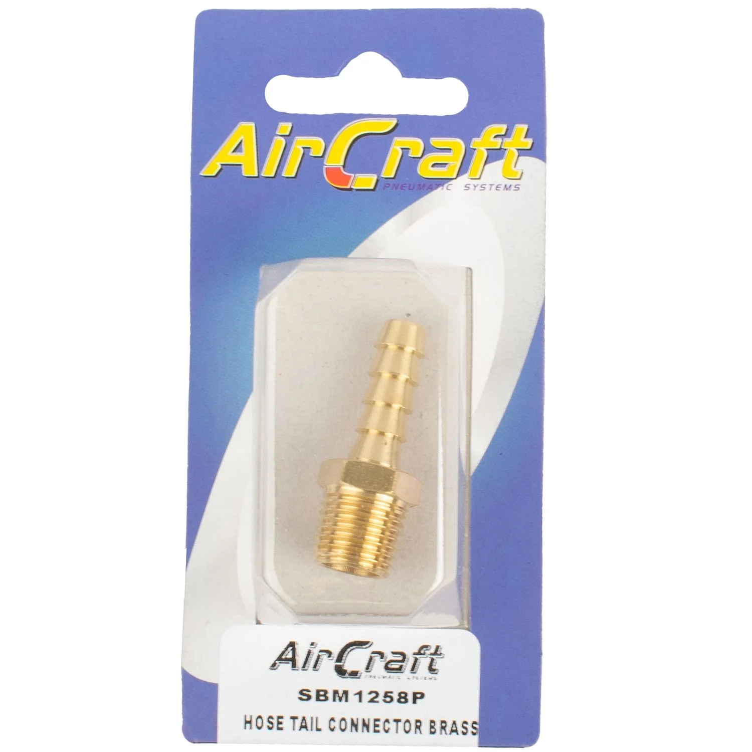 SBM1258P.webp HOSE TAIL CONNECTOR BRASS 1/4M X 8MM 1PC PACK - Image 1