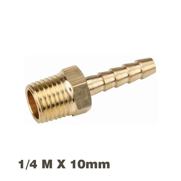 HOSE TAIL CONNECTOR BRASS 1/4M X 10MM