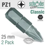 POZI.NO.1X25MM CLASSIC BIT 2CD