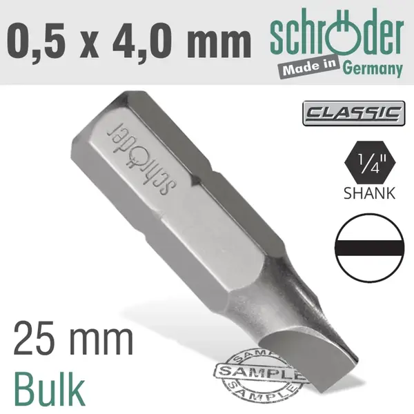 SLOTTED BIT 0.5X4.0 25MM BULK