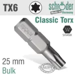 TORX TX6 CLASSIC BIT 25MM BULK