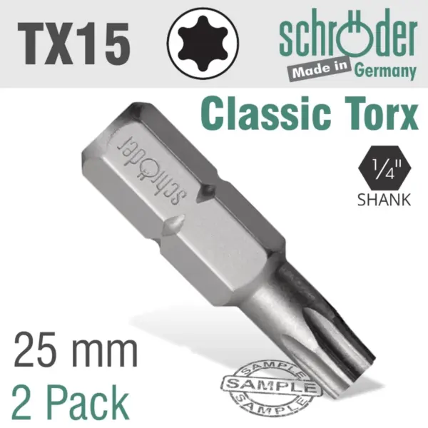 TORX TX15 CLASSIC BIT 25MM 2CD