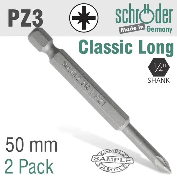 POZI NO.3 X 50MM CLASSIC POWER BIT 2CD