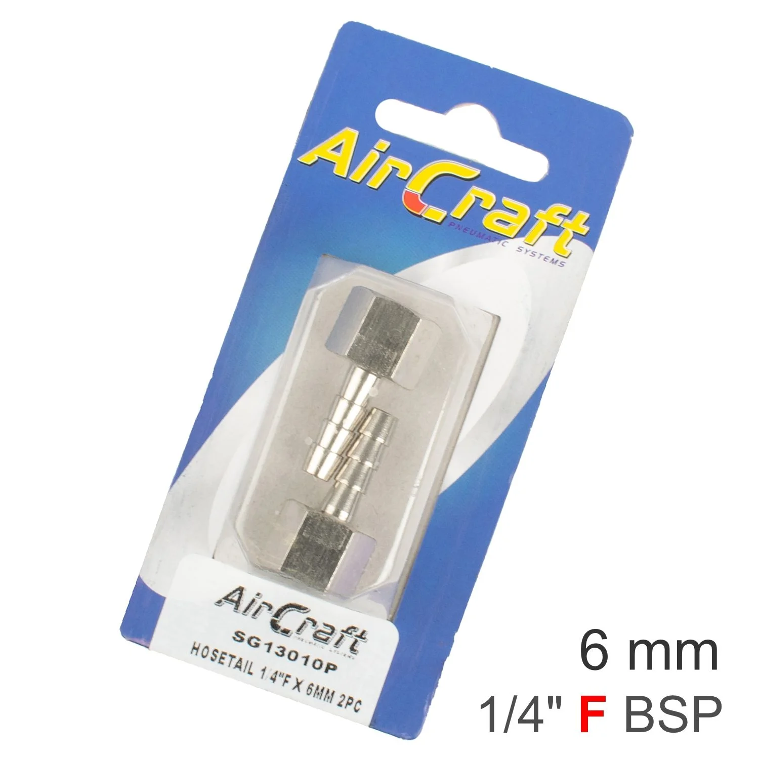 SG13010P.webp HOSETAIL 1/4″F X 6MM 2PC PACK - Image 1