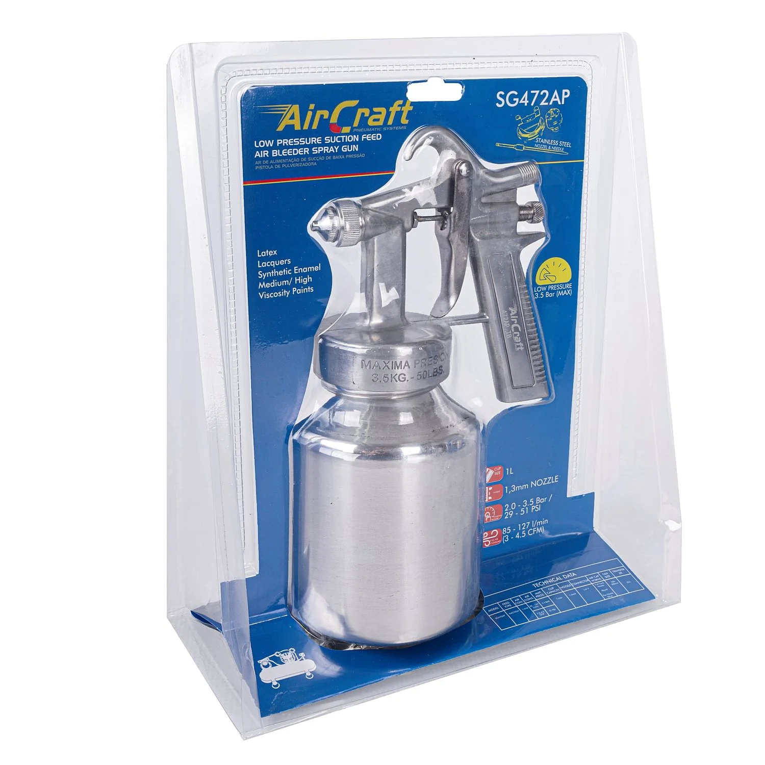 SG472AP.webp SPRAY GUN LOW PRESSURE MAX 3.5BAR PRESS. BLISTER PACK - Image 1