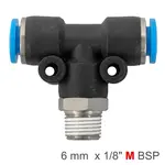 PU HOSE FITTING TEE 6MM-1/8 M