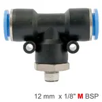 PU HOSE FITTING TEE 12MM-1/8 M