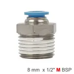 PU HOSE FITTING STRAIGHT STUD 8MM-1/2 M