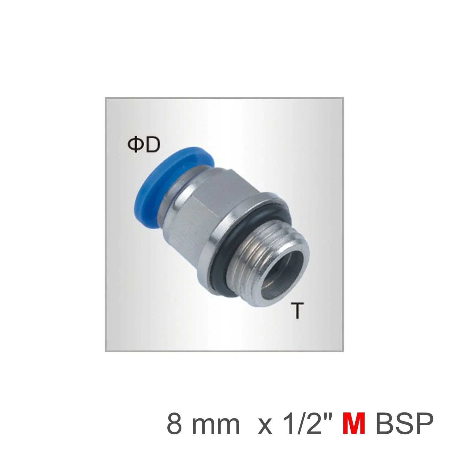 SPC08-G04.webp PU FITTING STR. STUD W/O-RING 8MM-1/2 M - Image 1