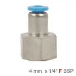 PU HOSE FITTING STRAIGHT STUD 4MM-1/4 F