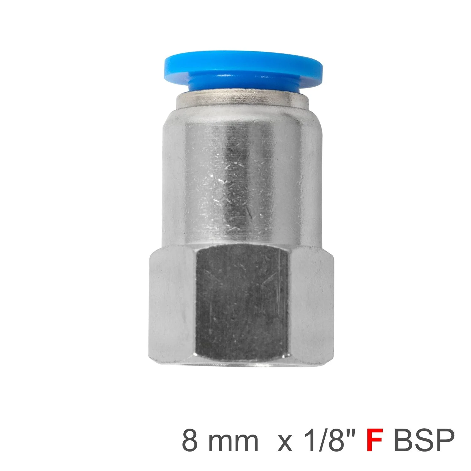 SPCF08-01.webp PU HOSE FITTING STRAIGHT STUD 8MM-1/8 F - Image 1