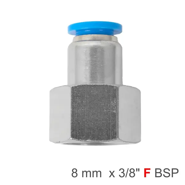 PU HOSE FITTING STRAIGHT STUD 8MM-3/8 F
