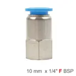 PU HOSE FITTING STRAIGHT STUD 10MM-1/4 F